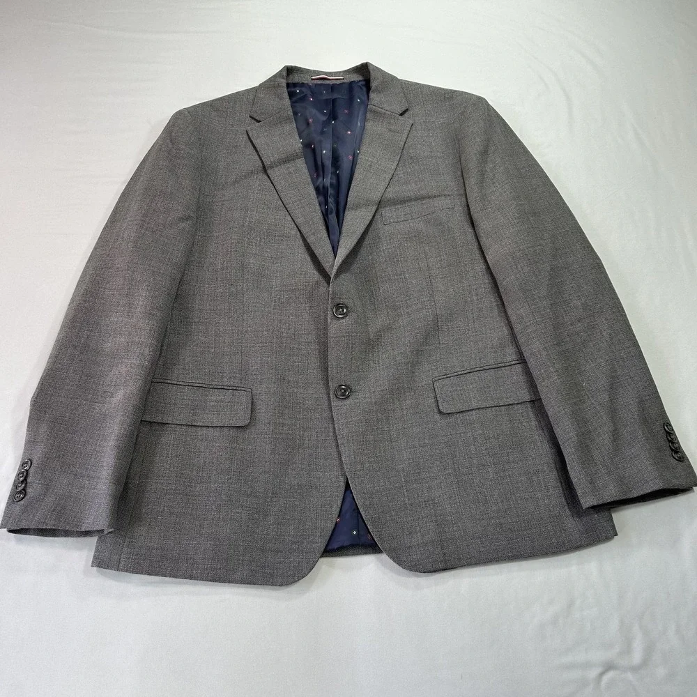 Tommy Hilfiger Blazer Mens 44R‎ Gray Wool Blend Two Button Sport Coat Jacket